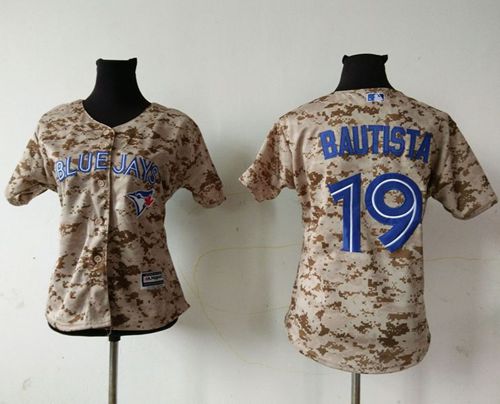 Blue Jays #19 Jose Bautista Camo Women's Fashion Stitched MLB Jersey - Click Image to Close